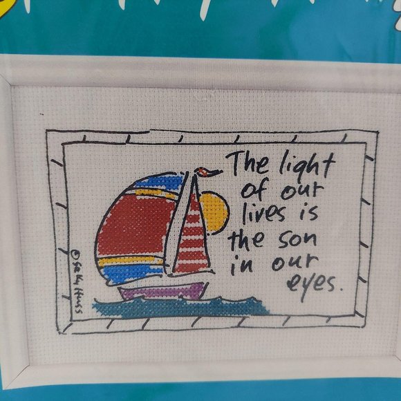 Sally Huss Happy Art Cross Stitch Son Boat NOS - Picture 2 of 4